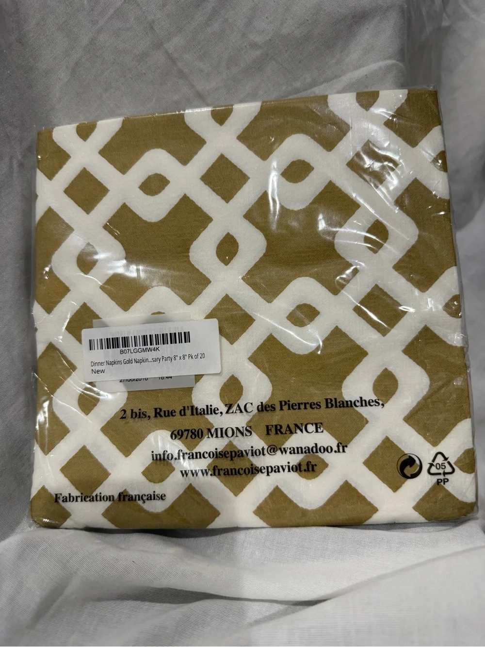 Françoise Paviot Geometric Paper Napkins in Mustard & White
